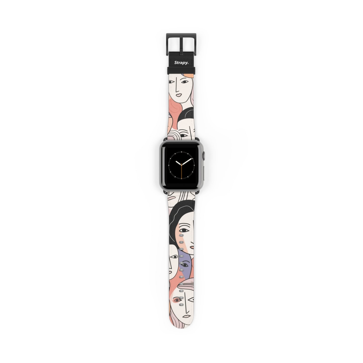 Motif de visages de femmes pastel dessin minimaliste abstrait - Bracelet/Bande Apple Watch en cuir