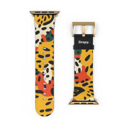 Abstract Leopard Picasso Style Pattern - Leather Apple Watch Strap/Band