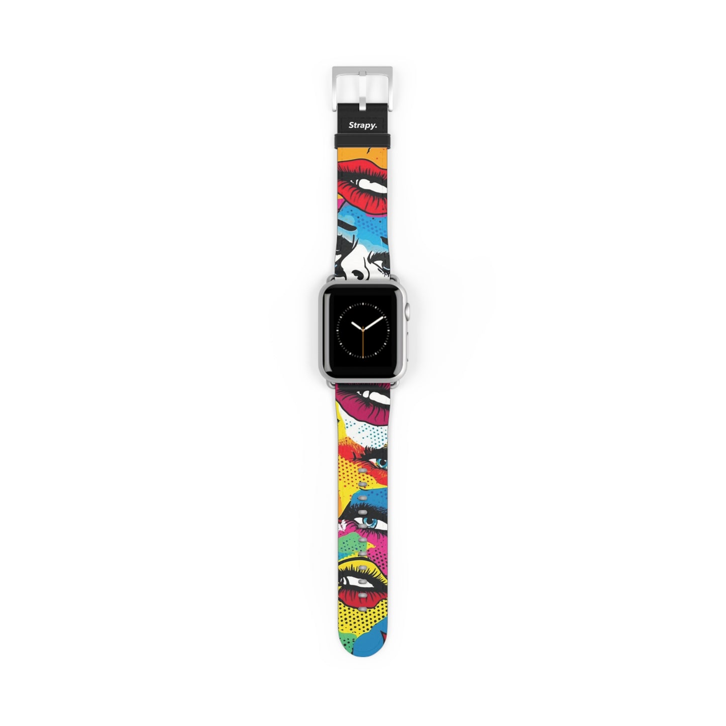 Comic-Art-Pop-Frauengesichter-Muster – Apple-Watch-Armband/Armband aus Leder