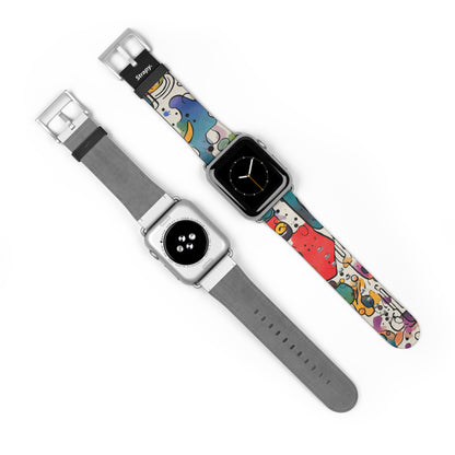 Abstract Surrealism Watercolor Dreams - Leather Apple Watch Strap/Band