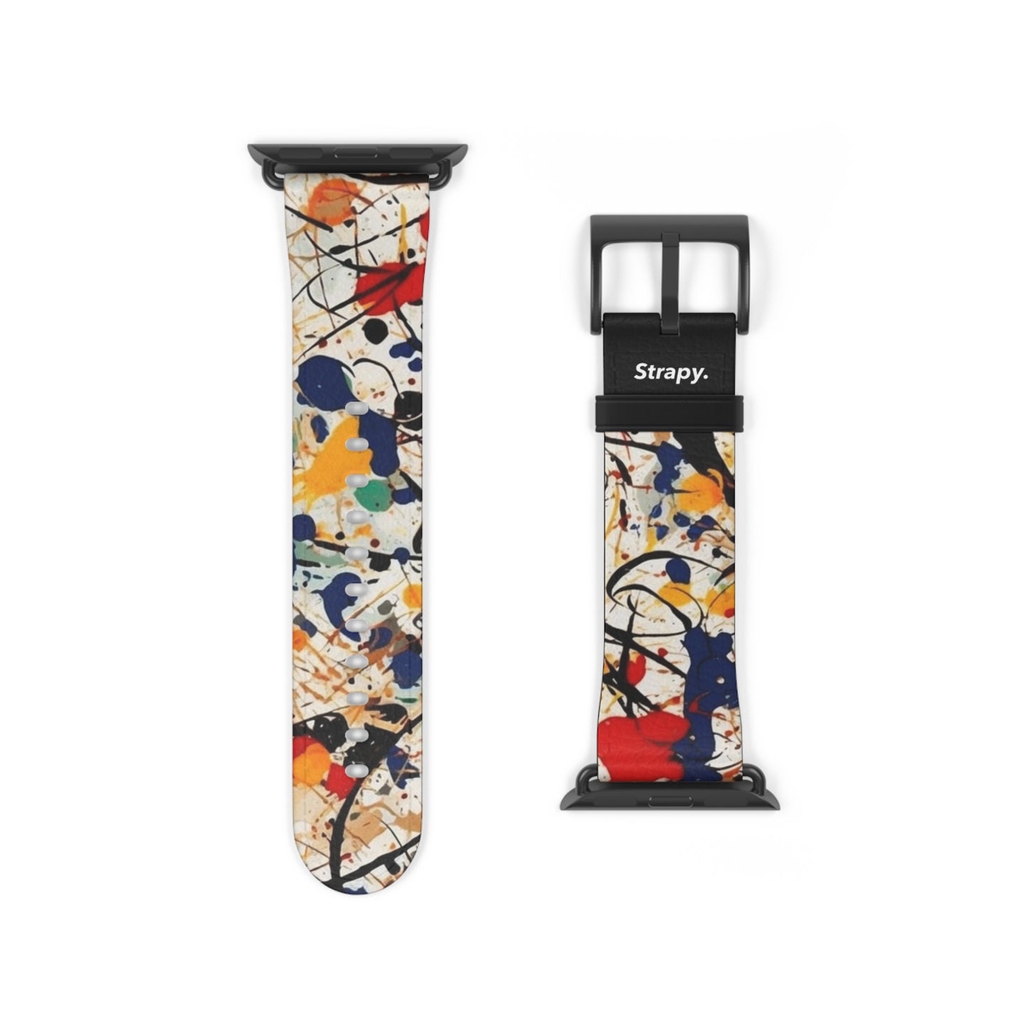 Spontaneous Abstract Jackson Pollock Homage Splatter Pattern Leather Apple Watch Band