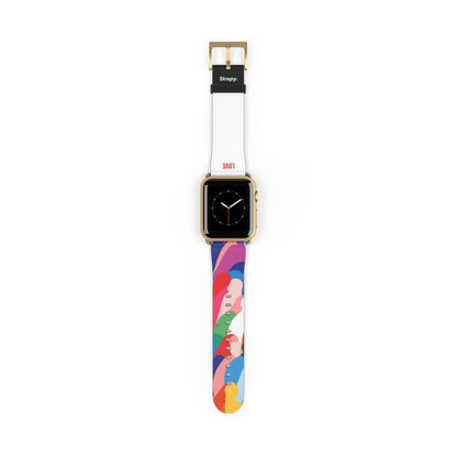 Motif abstrait Love is Love Pride - Bracelet/Bande Apple Watch en cuir