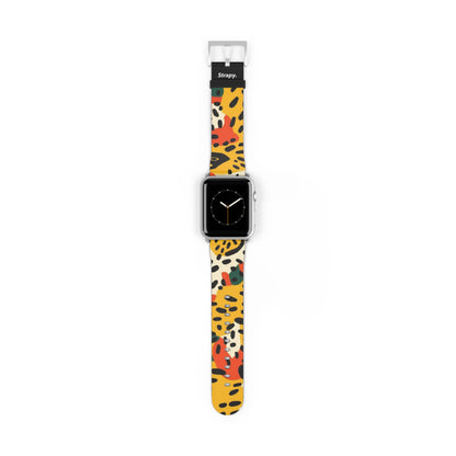 Motif abstrait de style Léopard Picasso - Bracelet/Bande Apple Watch en cuir