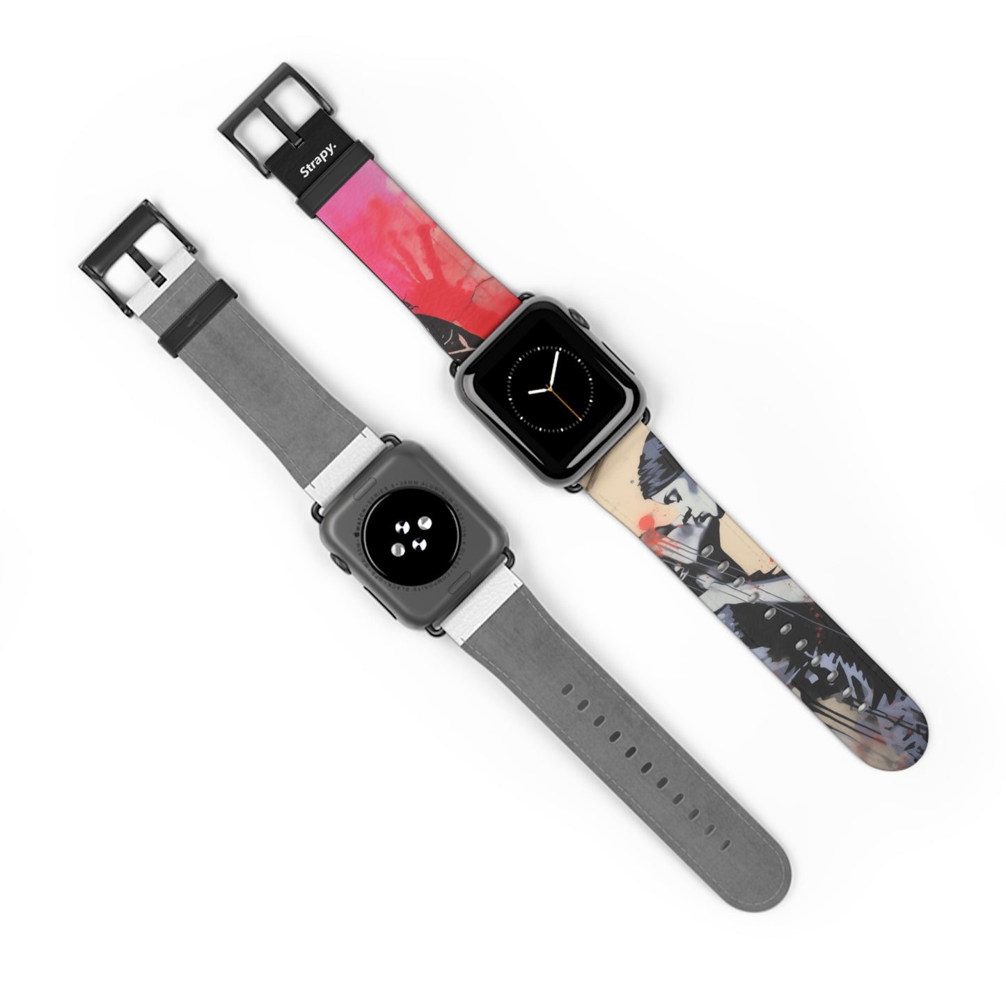 Pochoir Love is Love (She/Her/Ils) Pride - Bracelet/Bande Apple Watch en cuir