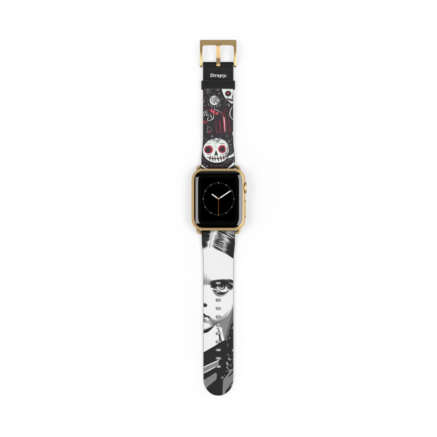 Art Pop Comic Wednesday Addams Stare Leather Apple Watch Band