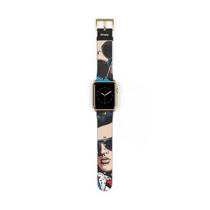 Art Pop Elvis - Bracelet/Bande Apple Watch en cuir