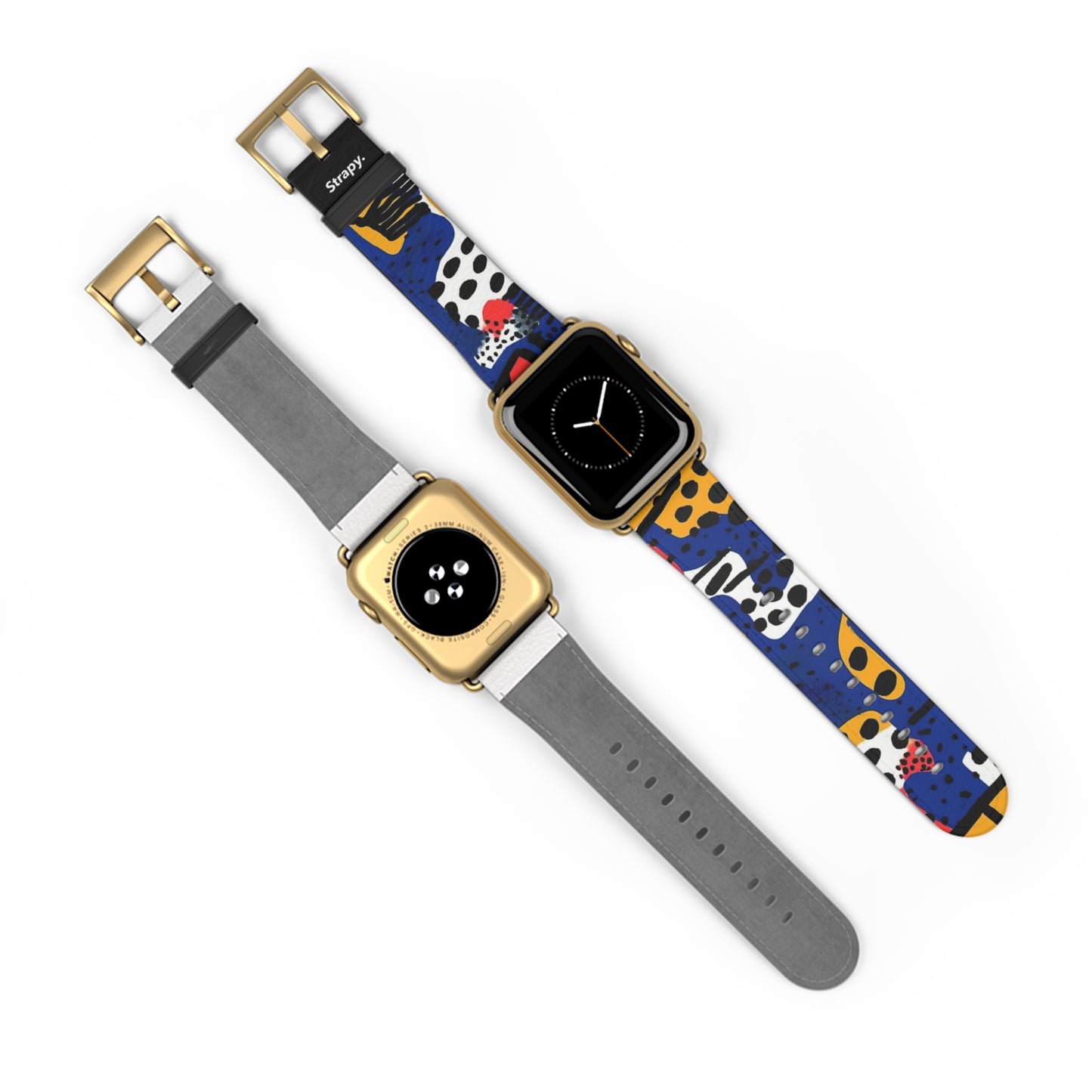 Motif abstrait de style Picasso zèbres et léopards - Bracelet/Bande Apple Watch en cuir