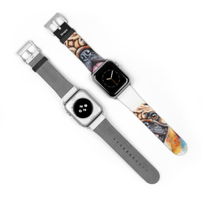 Aquarela Pug Love – Apple Watch Armband/Band aus Leder