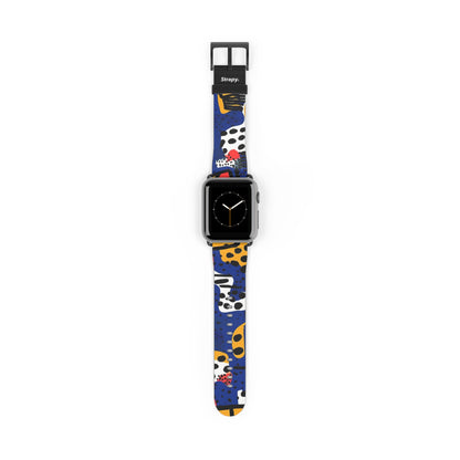 Motif abstrait de style Picasso zèbres et léopards - Bracelet/Bande Apple Watch en cuir