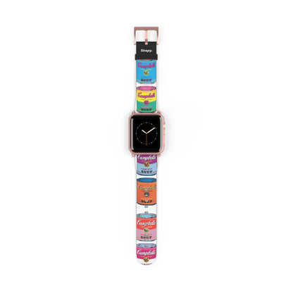 Art Pop Andy Warhol Stlye Suppenmuster – Apple Watch Armband/Band aus Leder