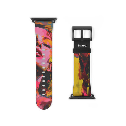 Art Pop Françoise Nielly Homage Close your eyes Leather Apple Watch Band