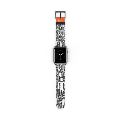 Motif de lignes audacieuses humaines abstraites géométriques - Bracelet/Bande Apple Watch en cuir