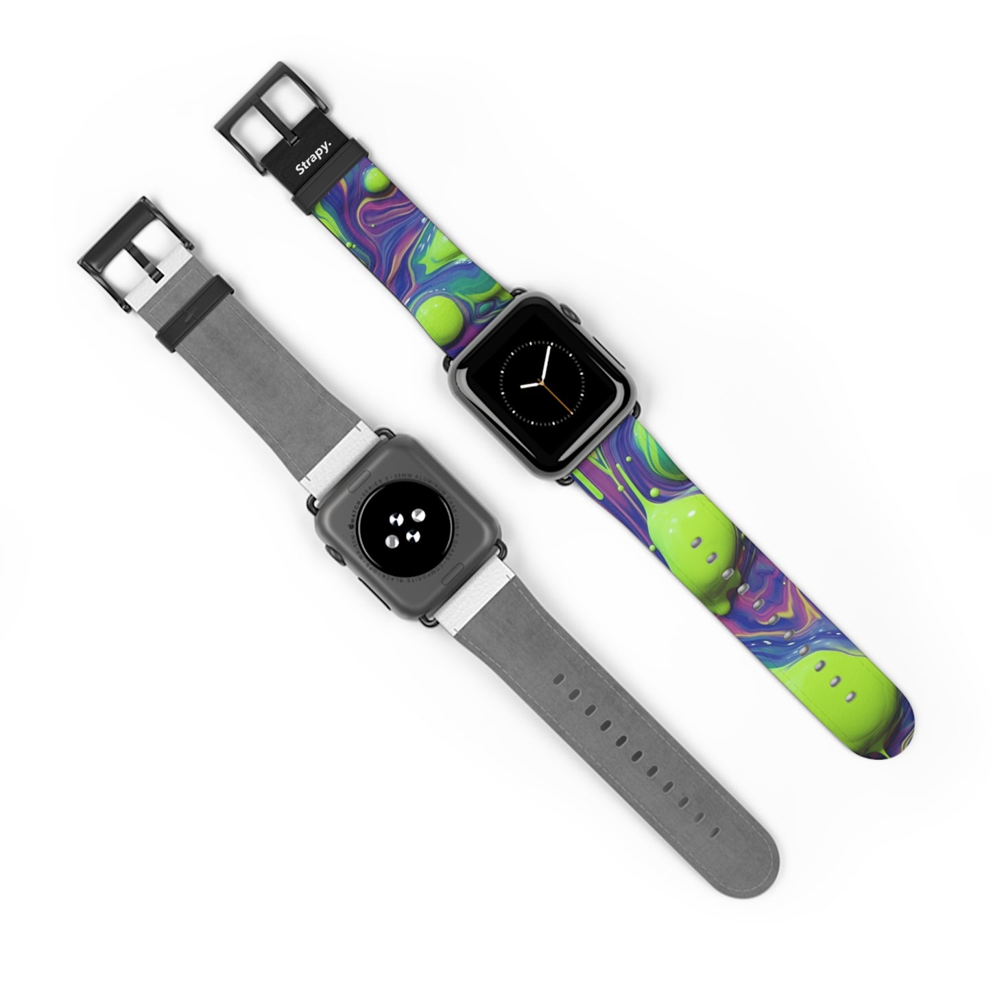 Surreal Acrylic Blobs Pattern - Leather Apple Watch Strap/Band