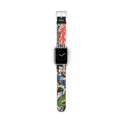 Art Pop Japanisches Cartoon-TV – Apple Watch Armband/Band aus Leder