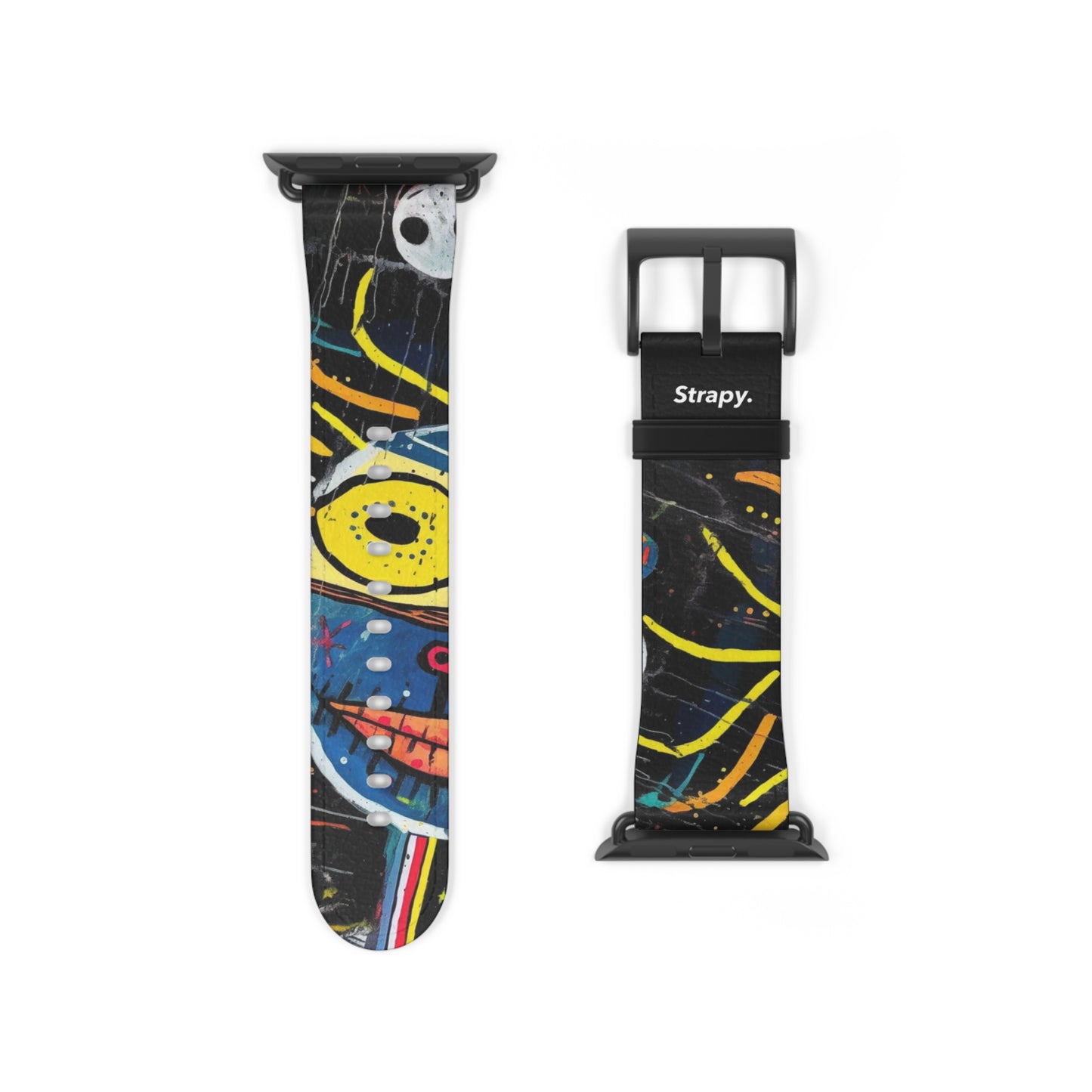 Style Basquiat humain abstrait - Bracelet/Bande Apple Watch en cuir