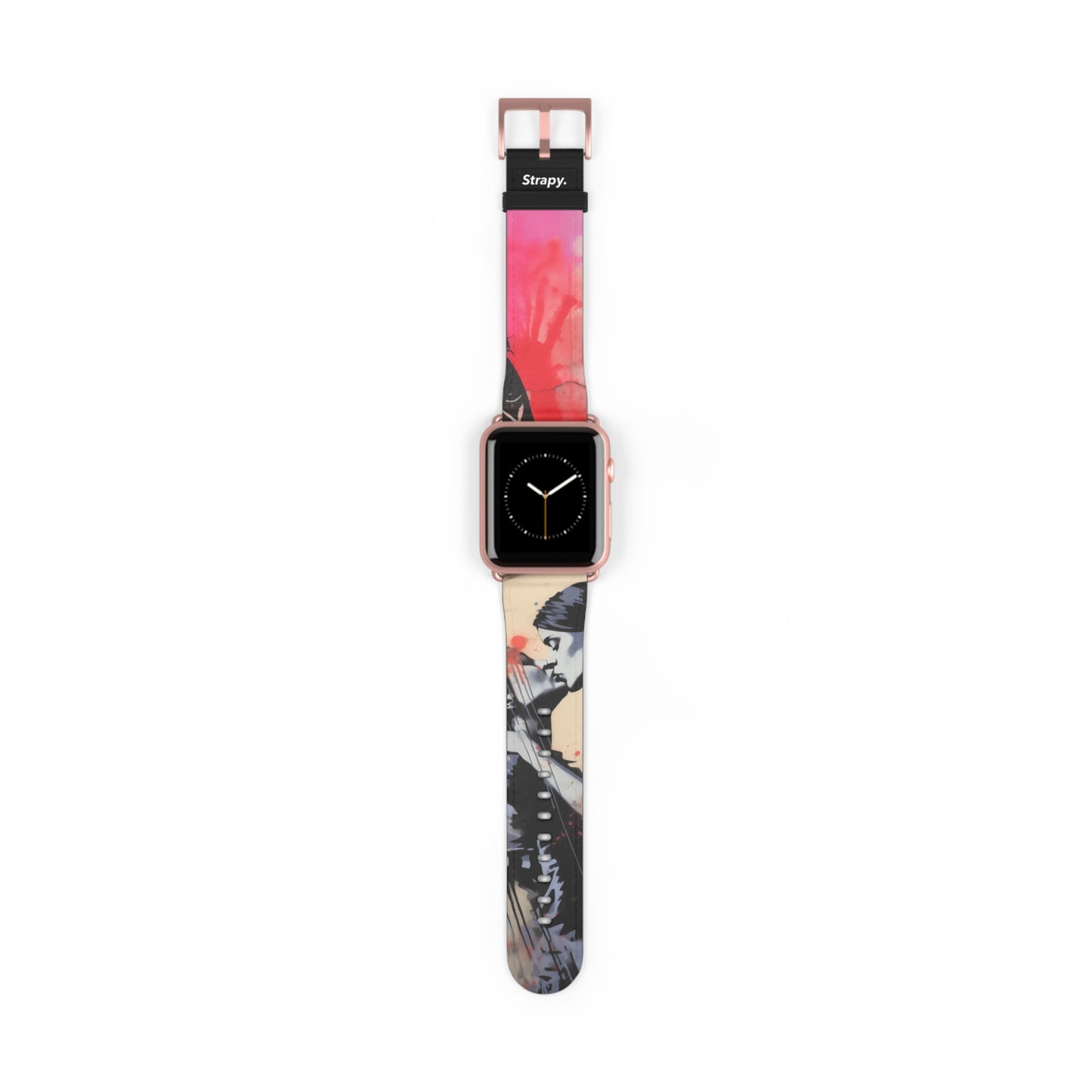 Pochoir Love is Love (She/Her/Ils) Pride - Bracelet/Bande Apple Watch en cuir