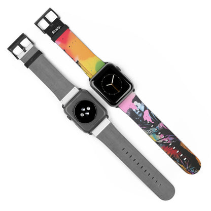 Stencil Love is Love (He/Him/They) Pride - Leather Apple Watch Strap/Band