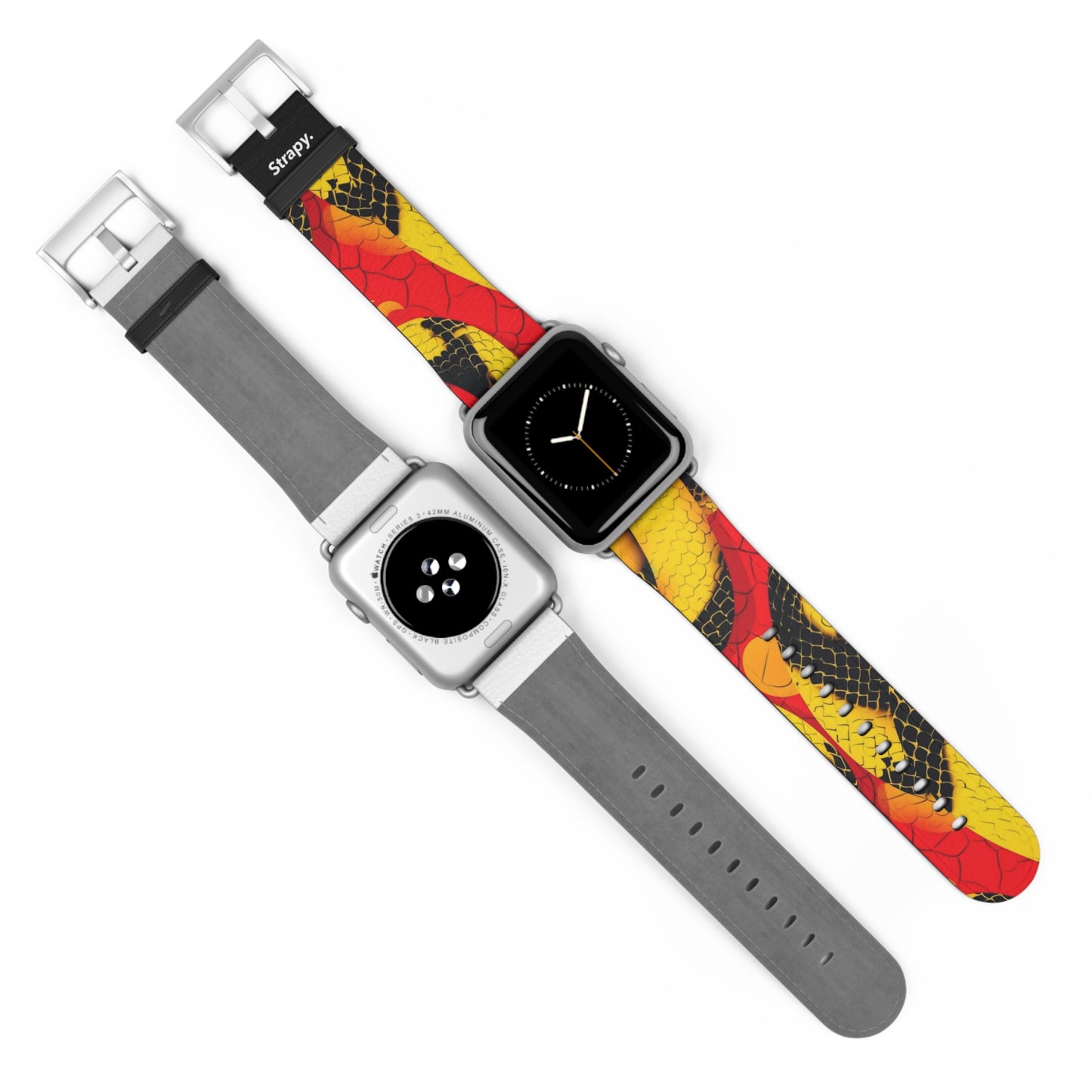 Surreal Art Pop Fire Snake Pattern – Apple Watch Armband/Band aus Leder