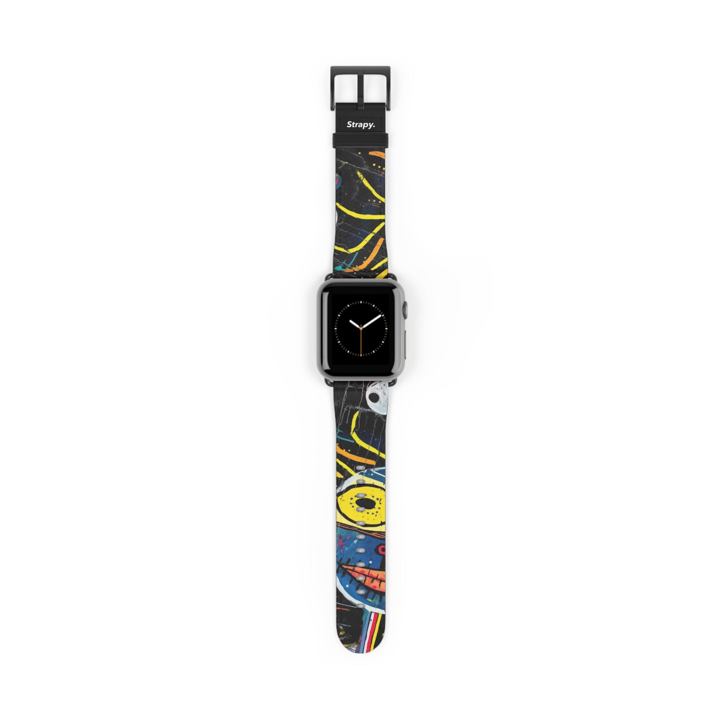 Style Basquiat humain abstrait - Bracelet/Bande Apple Watch en cuir