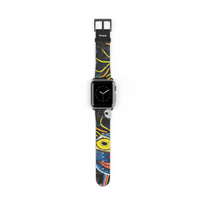 Abstrakter menschlicher Basquiat-Stil – Apple-Watch-Armband/Armband aus Leder