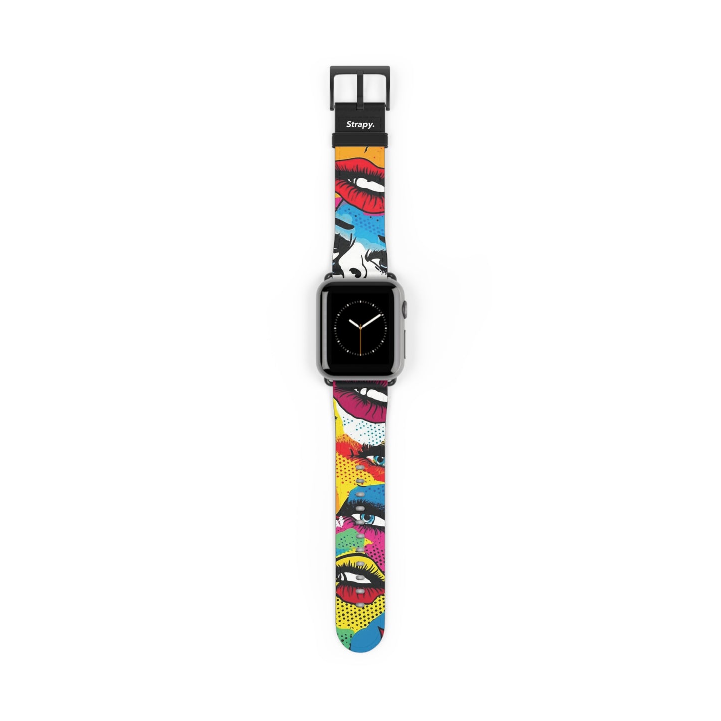 Comic Art Pop Women Faces Pattern - Leather Apple Watch Strap/Band