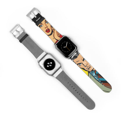 Vintage Art Pop Too Handsome - Leather Apple Watch Strap/Band