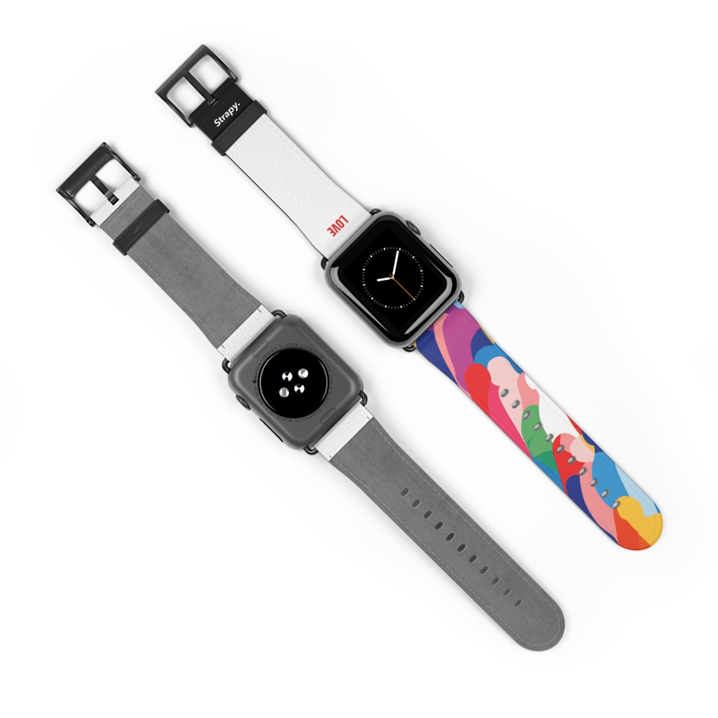 Abstraktes Love is Love Pride-Muster – Apple-Watch-Armband/Armband aus Leder