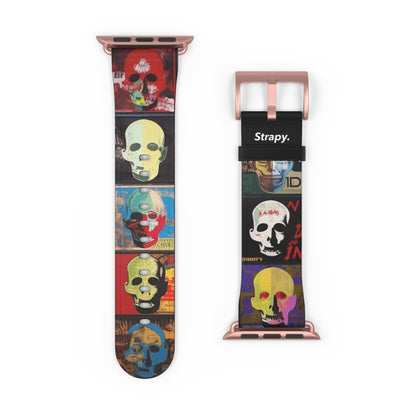 Art Pop Alec Monopoly Homage Head Skulls - Leather Apple Watch Strap/Band