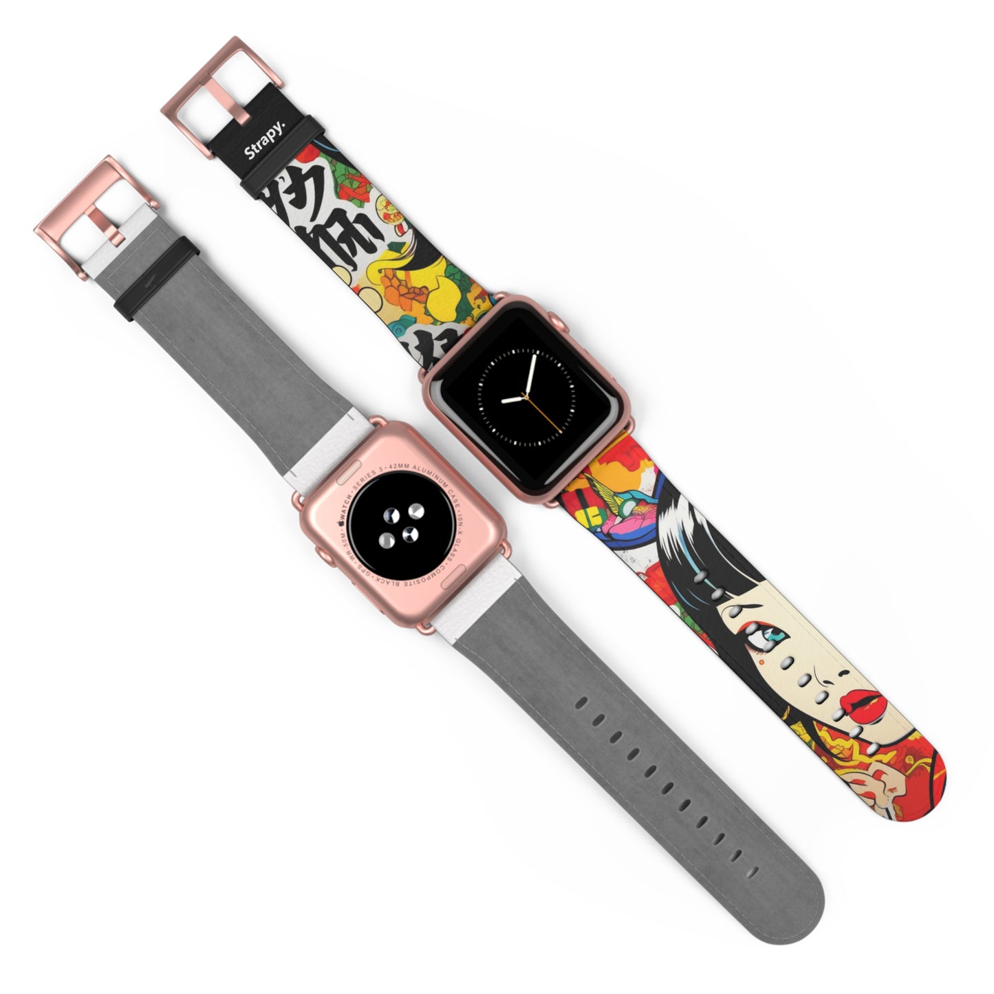 Art Pop Comic Geisha Japanese Stare - Leather Apple Watch Strap/Band