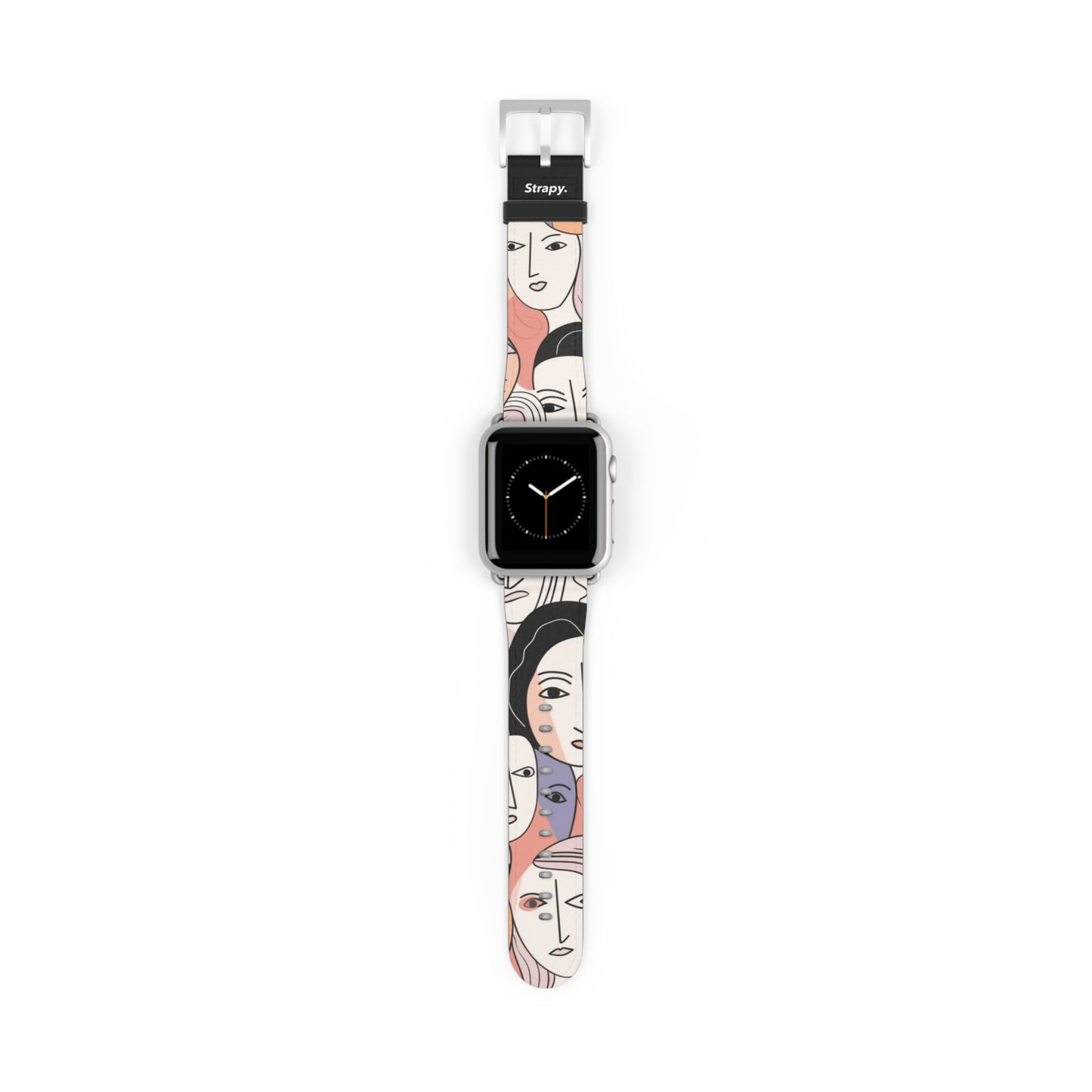 Abstract Minimalist Drawing Pastel Women Faces Pattern - Leather Apple Watch Strap/Band