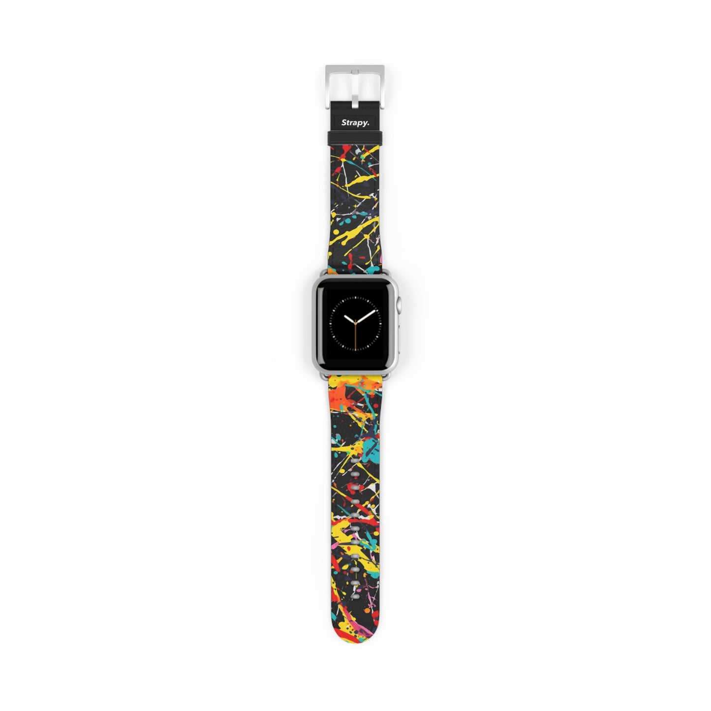 Jackson Pollock Homage Dark Splatter Pattern – Apple Watch Armband/Band aus Leder