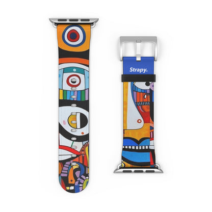 Abstract Eyes & Faces Picasso Style Pattern - Leather Apple Watch Strap/Band