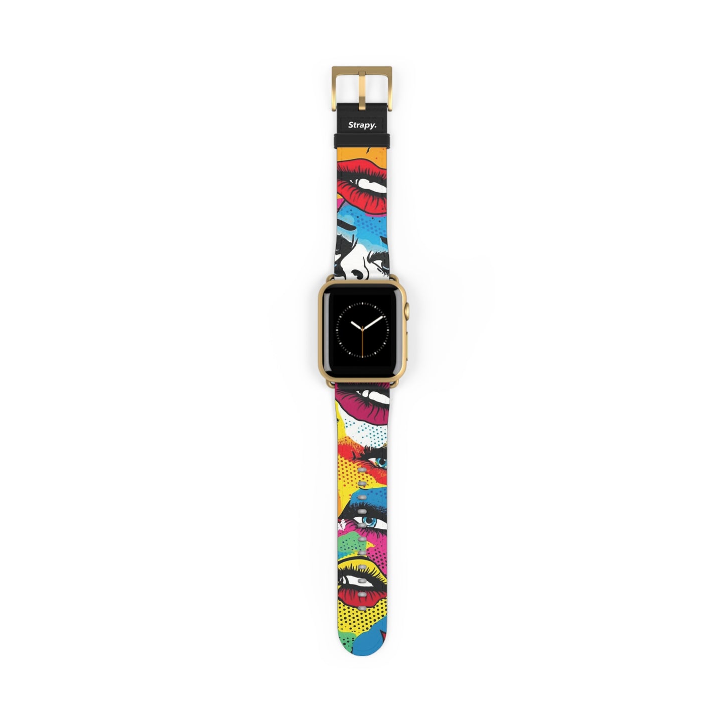 Comic Art Pop Women Faces Pattern - Leather Apple Watch Strap/Band