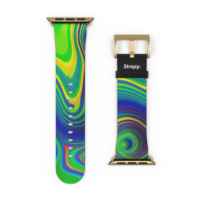 Surreal Wavy Heatmap Pattern Leather Apple Watch Band