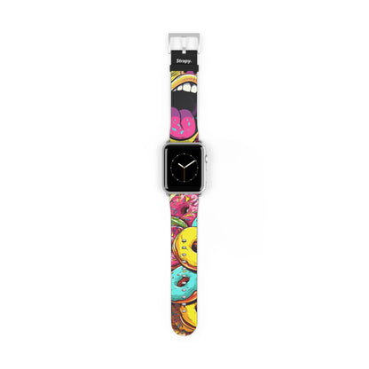 Art Pop Tasty Donuts - Bracelet/Bande Apple Watch en cuir