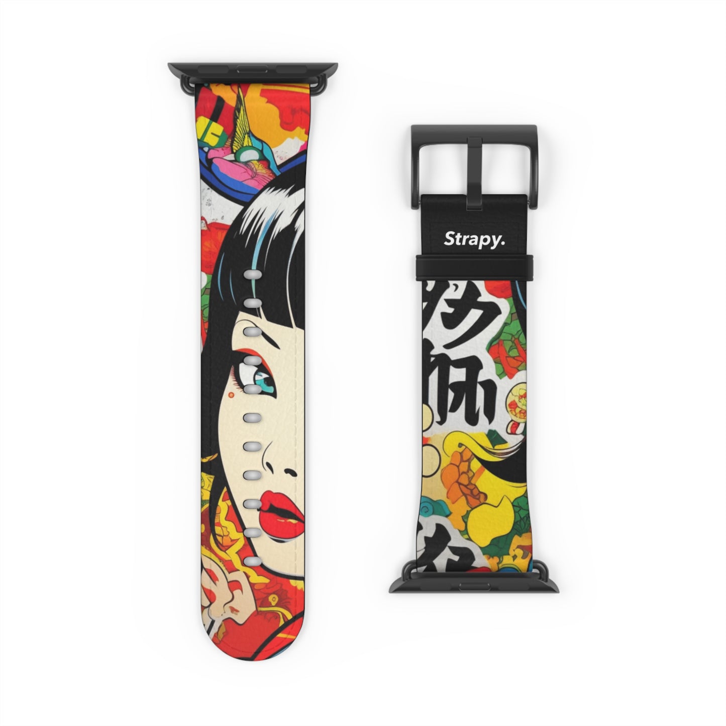 Art Pop Comic Geisha Japanese Stare - Leather Apple Watch Strap/Band