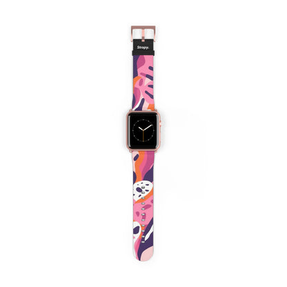 Abstraktes, minimalistisches Femme-Leopardenmuster – Apple-Watch-Armband/Armband aus Leder