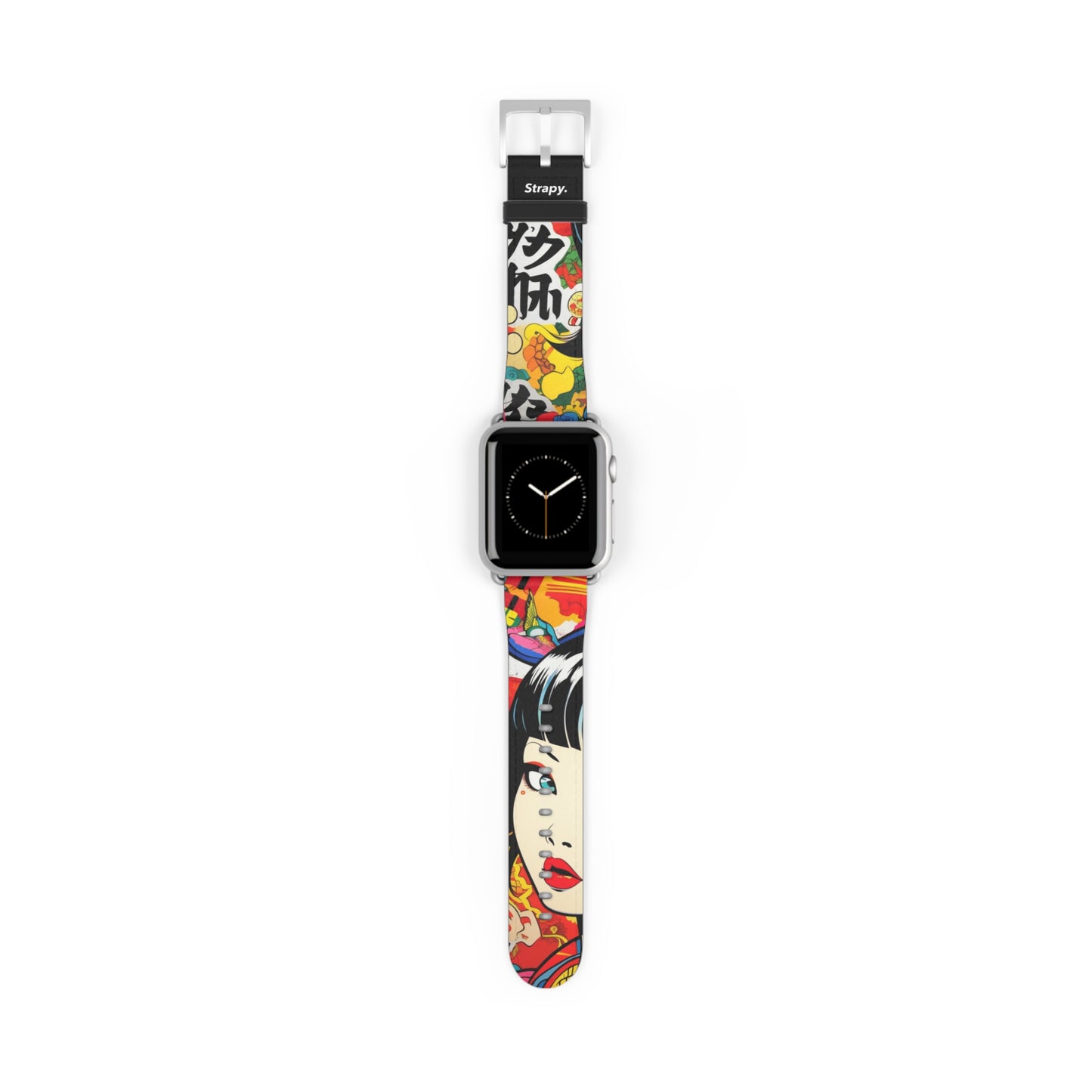 Art Pop Comic Geisha Japanese Stare - Leather Apple Watch Strap/Band